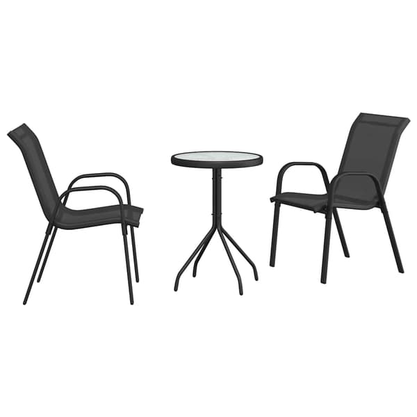 vidaXL Have Bistro Sæt 3 pcs Sort Stål