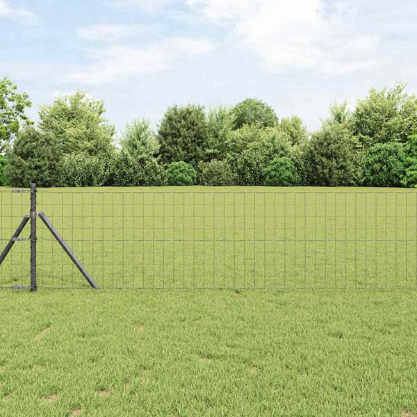 vidaXL Hegn med stolper Grå 0.4 x 25 m Stål