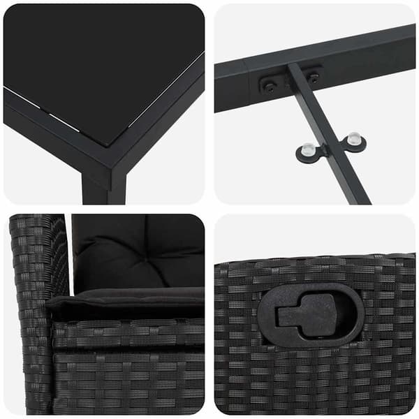 vidaXL Have Spisebordssæt 9 pcs Sort polyrattan