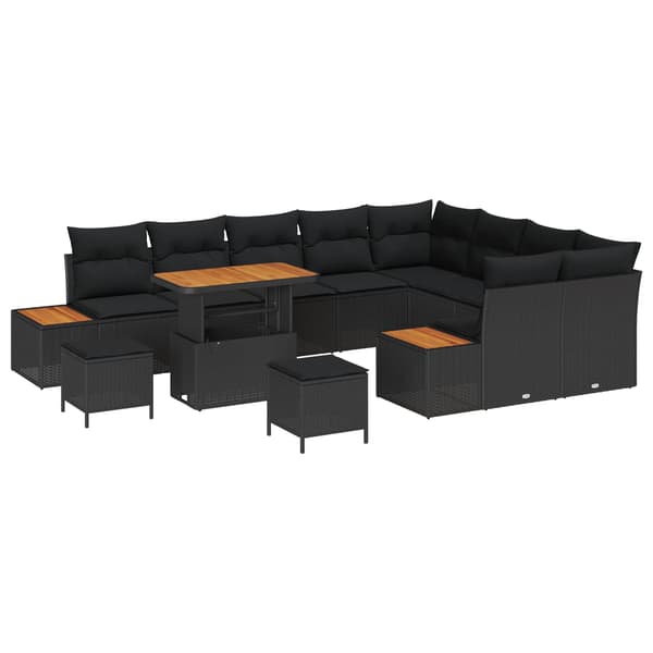 vidaXL Havesofa Sæt 12 pcs Sort polyrattan