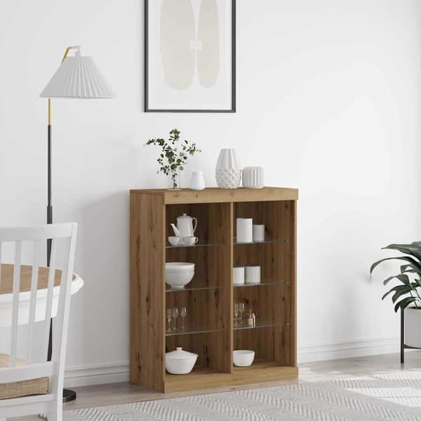 vidaXL LED Sideboard Artisan Egetræ 41 x 37 x 100 cm Konstrueret træ