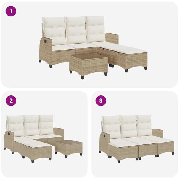 vidaXL sofasæt til haven 3 dele med hynder L-formet polyrattan beige