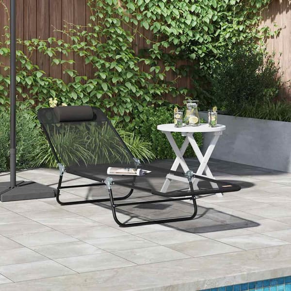 vidaXL Foldestol Sort 182 x 55 x 85,5 cm Textilene
