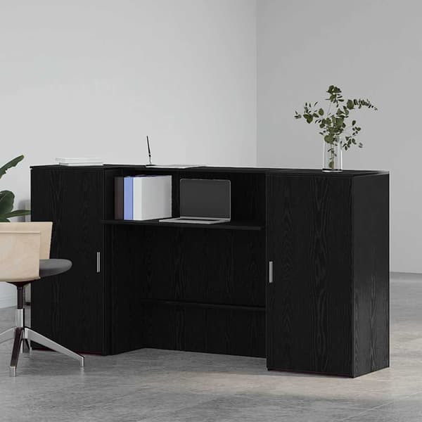 vidaXL receptionsdisk sort eg 200x50x103,5 cm konstrueret træ