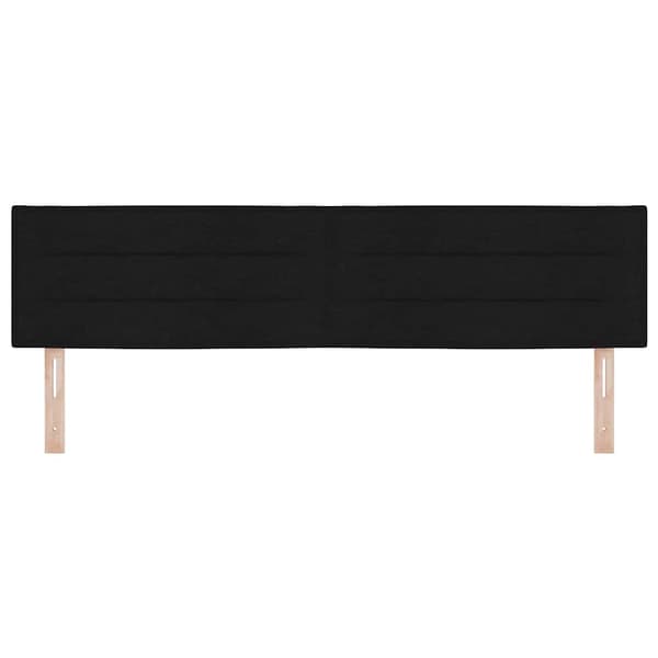 vidaXL LED-sengegavl Linjer Design Sort 90 cm Stof