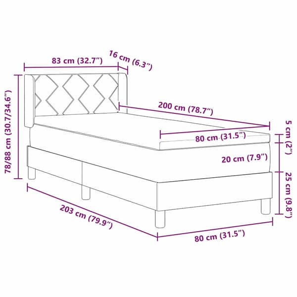 vidaXL Box spring seng med madras Mørkegrå 200 x 80 cm Polyester