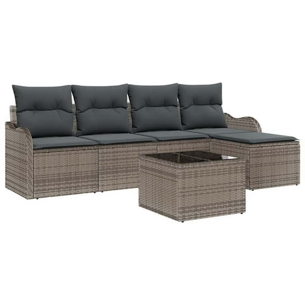 vidaXL Havesofasæt 6 dele Grå polyrattan