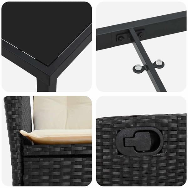 vidaXL Have Spisebordssæt 7 pcs Sort polyrattan