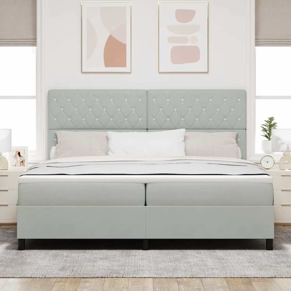 vidaXL Box spring seng med madras Lysegrå 200 x 200 cm Stof