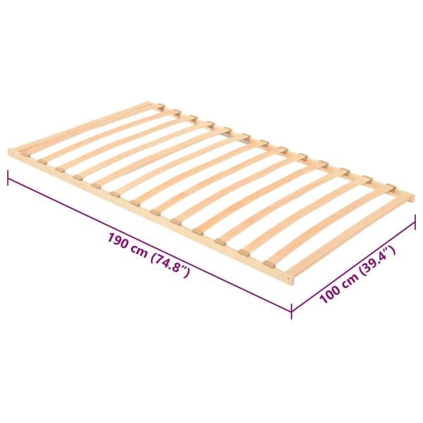 vidaXL Lamelbund Brun 100 x 190 cm Solid bøg