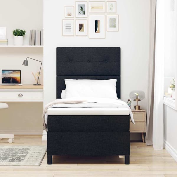 vidaXL Boxmadras Sort 90x200 cm Stof