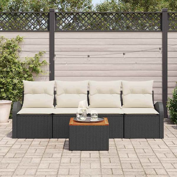 vidaXL Havesofa Sæt 5 pcs Sort, hvid