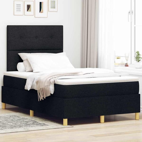 vidaXL Box spring seng med madras Sort 120 x 200 cm Stof