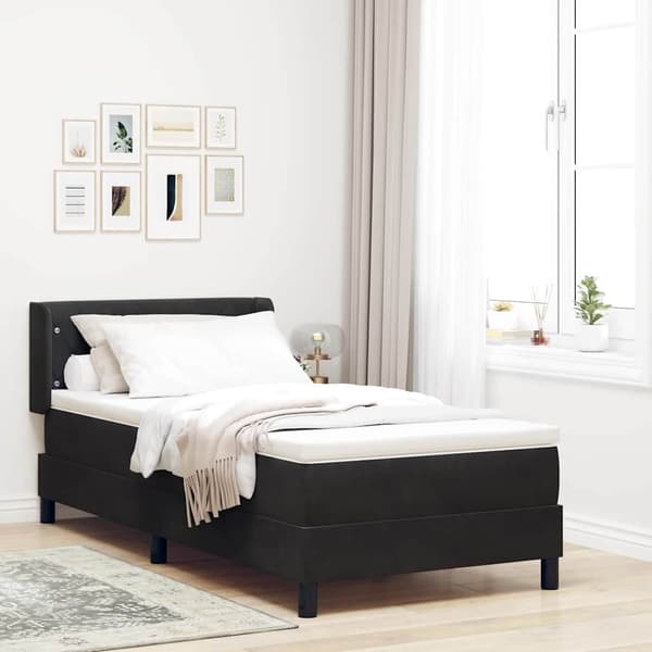 vidaXL Box spring seng med madras Sort 200 x 100 cm Polyester