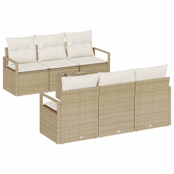 vidaXL Sofa Sæt 7 pcs Beige og creme polyrattan