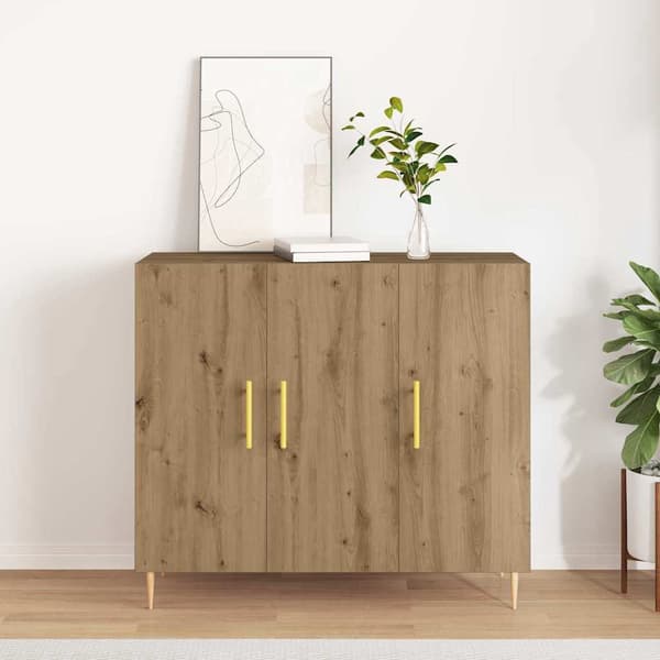 vidaXL Sideboard Artisan Egetræ 90 x 34 x 80 cm Konstrueret træ