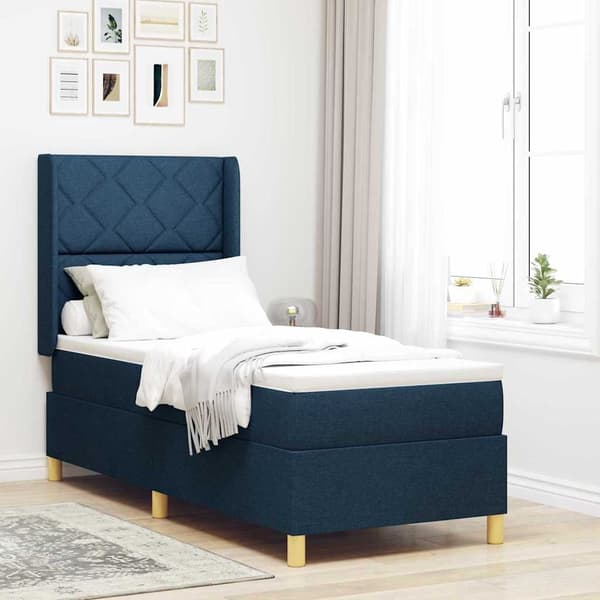 vidaXL Box spring seng med madras Blå 80 x 200 cm Stof
