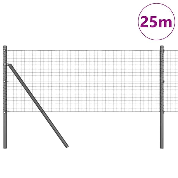 vidaXL Hegn med stolper Grå 0.5 x 25 m Stål