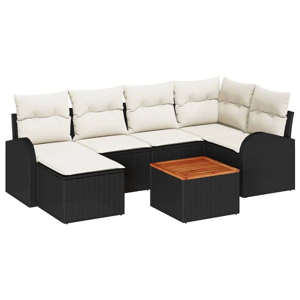vidaXL Havesofa Sæt 7 pcs Sort, hvid