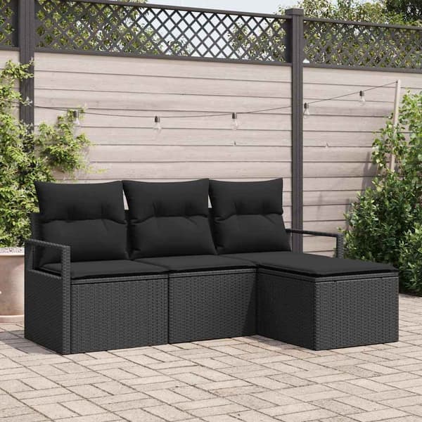 vidaXL Sofa Sæt 4 pcs Sort polyrattan