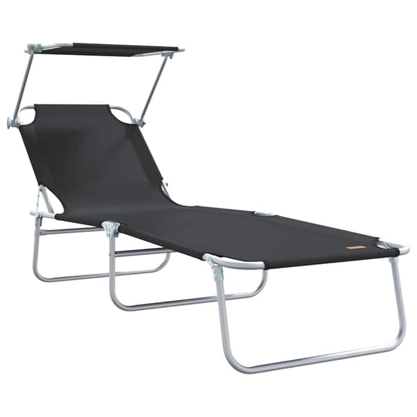 vidaXL Solstol 2 pcs Sort 58 x 188 x 77cm Polyester