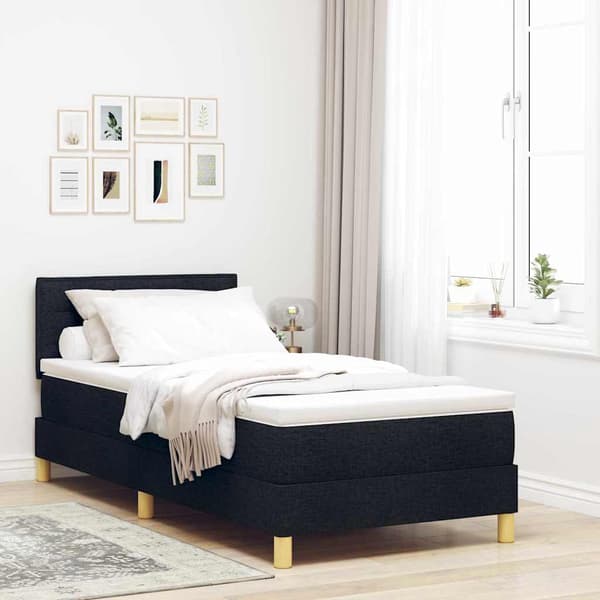 vidaXL Box spring seng med madras Sort 100 x 200 cm Stof
