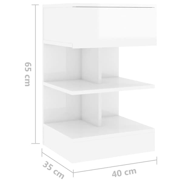 vidaXL sengeskab 40x35x65 cm spånplade hvid højglans