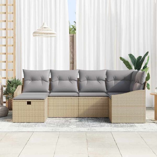 vidaXL Sofa Sæt med pude 6 pcs polyrattan