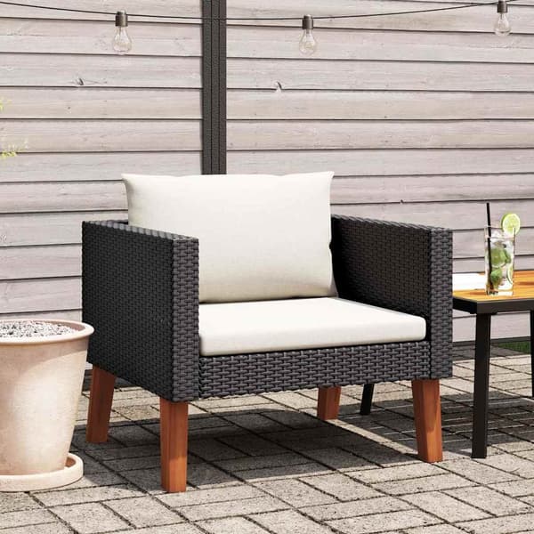 vidaXL 1-personssofa med hynder polyrattan sort