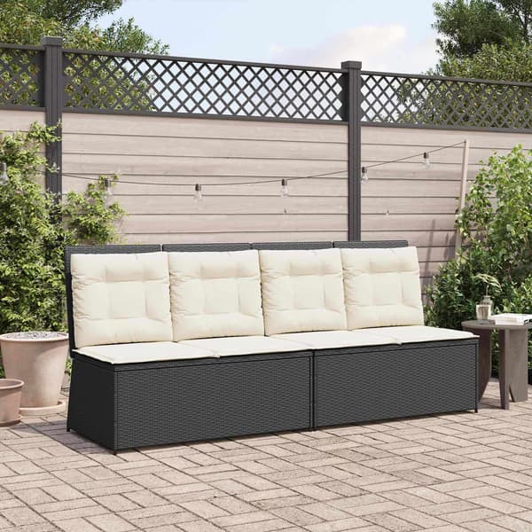 vidaXL Havebænk Sort polyrattan