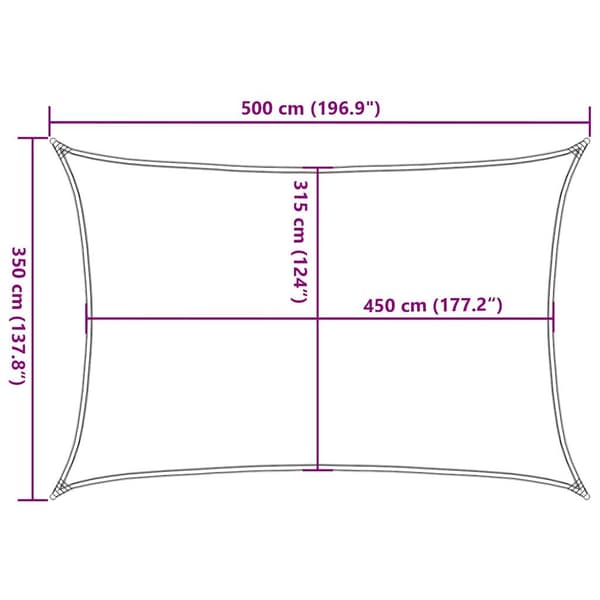 vidaXL solsejl 3,5x5 m rektangulær 160 g/m² HDPE blå