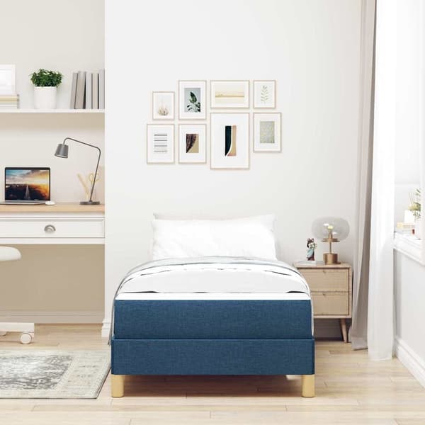 vidaXL Box spring seng med madras Blå 100 x 200 cm Stof