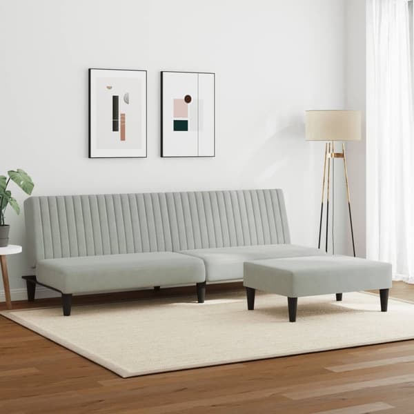 vidaXL sofasæt 2 dele velour lysegrå