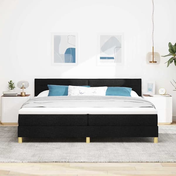 vidaXL Box spring seng med madras Sort 200 x 200 cm Stof
