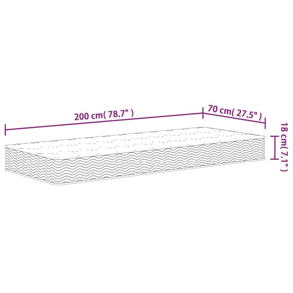 vidaXL springmadras med bonellfjedre 70x200 cm medium