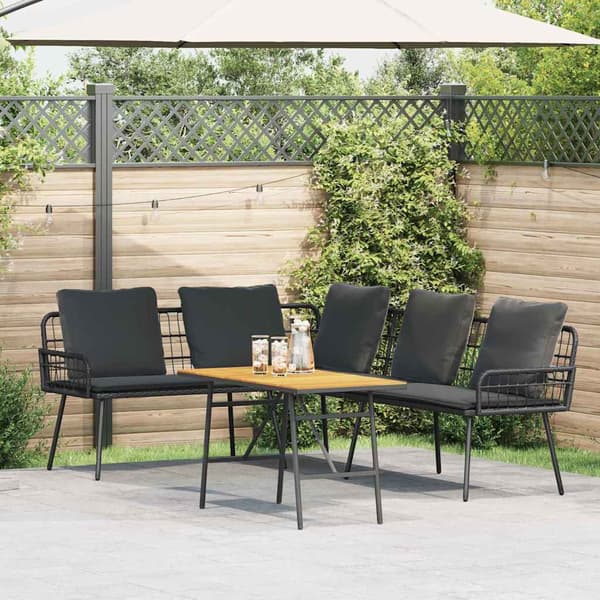 vidaXL Havesofa Sæt 2 pcs Sort polyrattan