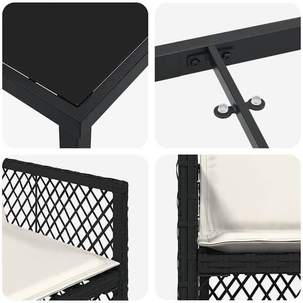 vidaXL Have Spisebordssæt 5 pcs Sort polyrattan