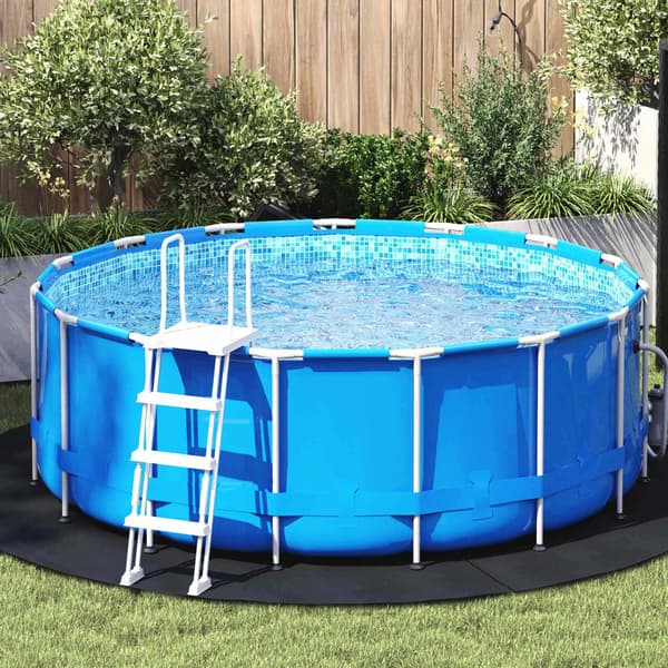 vidaXL Pool Bundark Sort Ø 244 cm Polyester geotekstil
