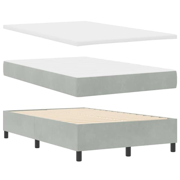 vidaXL Box spring seng med madras Lysegrå 120 x 200 cm Fløjl