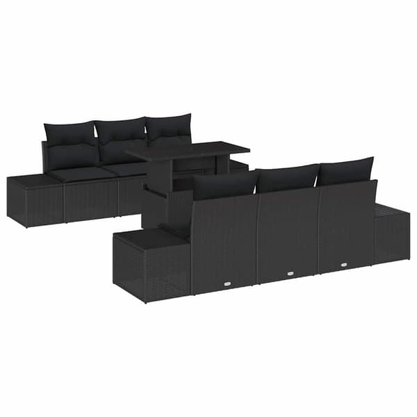 vidaXL Sofa Sæt med pude 7 pcs Sort polyrattan