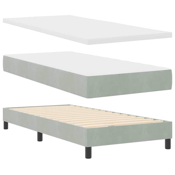 vidaXL Box spring seng med madras Lysegrå 200 x 100 cm Polyester