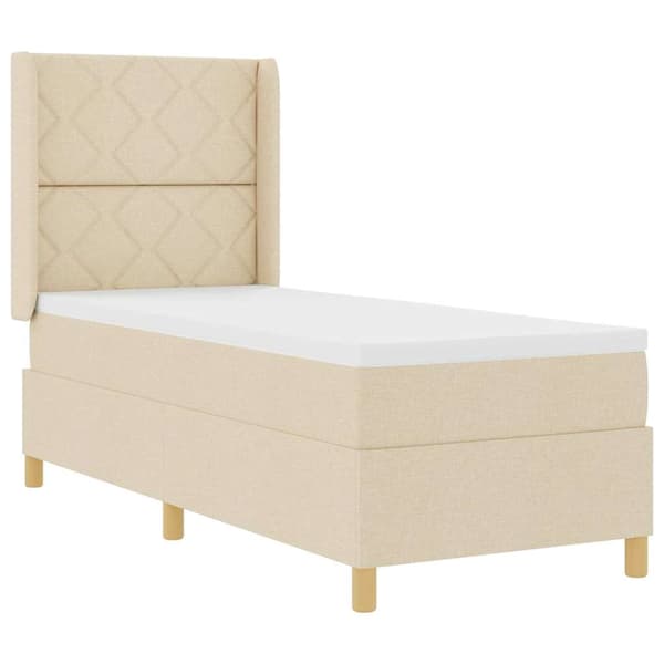 vidaXL Box spring seng med madras Creme 80 x 200 cm Stof