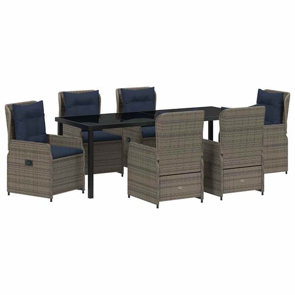 vidaXL Have Spisebordssæt 7 pcs Grå Poly rattan