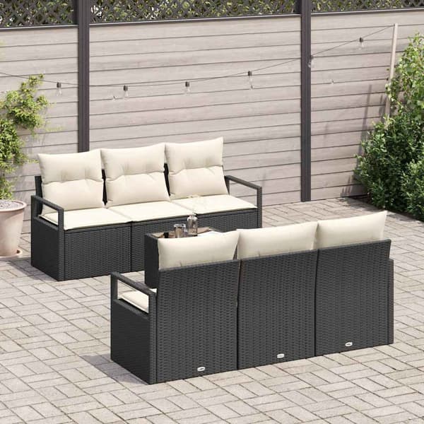 vidaXL Sofa Sæt 7 pcs Sort og Cream polyrattan