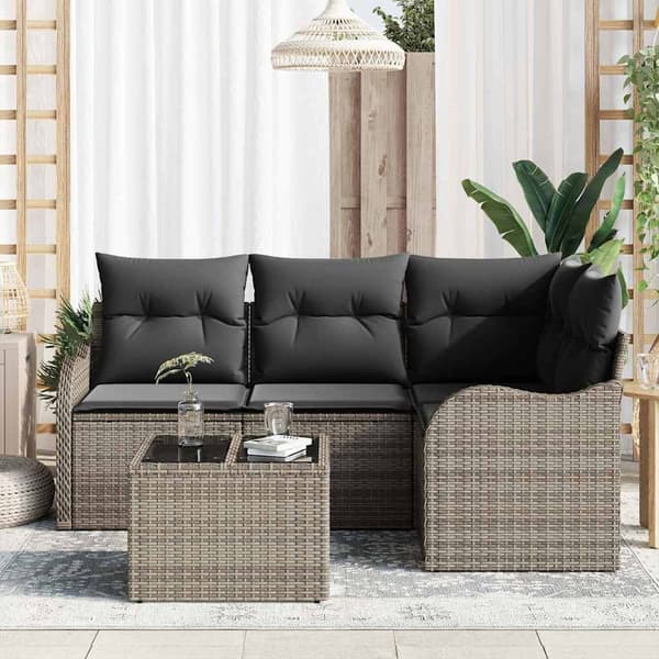 vidaXL Havesofa Sæt Grå polyrattan