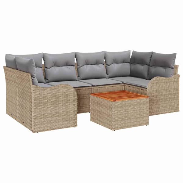 vidaXL Havesofa Sæt 7 pcs Beige, lys grå