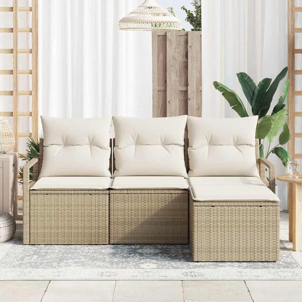 vidaXL Sofa Sæt 4 pcs Beige polyrattan