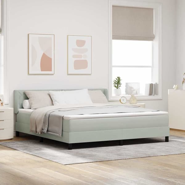vidaXL Box spring seng med madras Lysegrå 200 x 180 cm Polyester