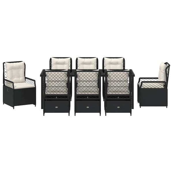 vidaXL Have Spisebordssæt 9 pcs Sort polyrattan
