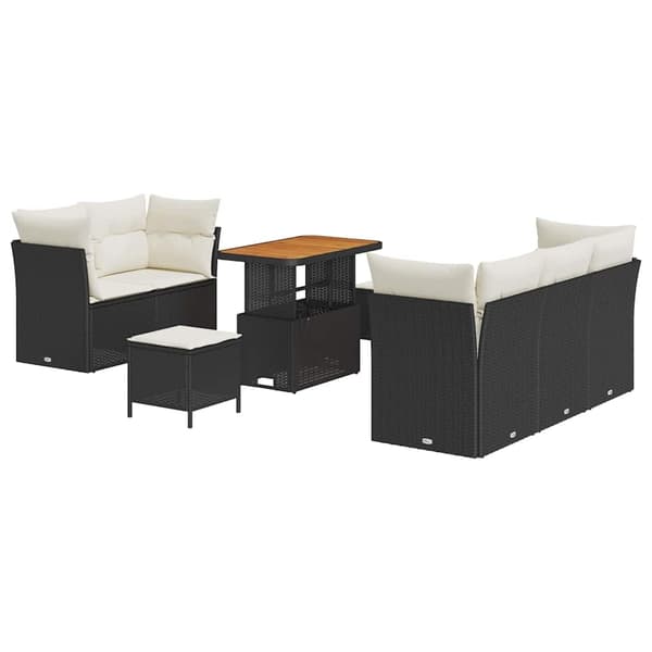 vidaXL Havesofa Sæt 8 pcs Sort polyrattan